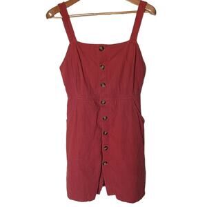 HYFVE Linen Jumper Dress Mini Pockets Rust Size Large